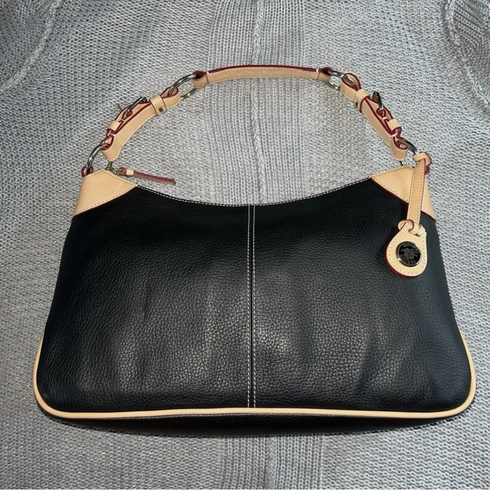Dooney & Bourke Black and Tan Shoulder Bag - Picture 1 of 8